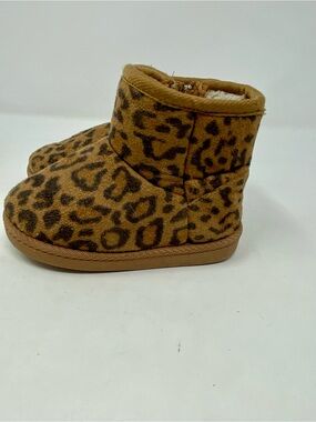 Toddler Girls Leopard Print Cozy Booties - Size 5
